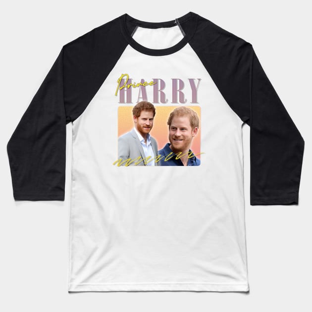 Prince Harry Retro Aesthetic Baseball T-Shirt by DankFutura